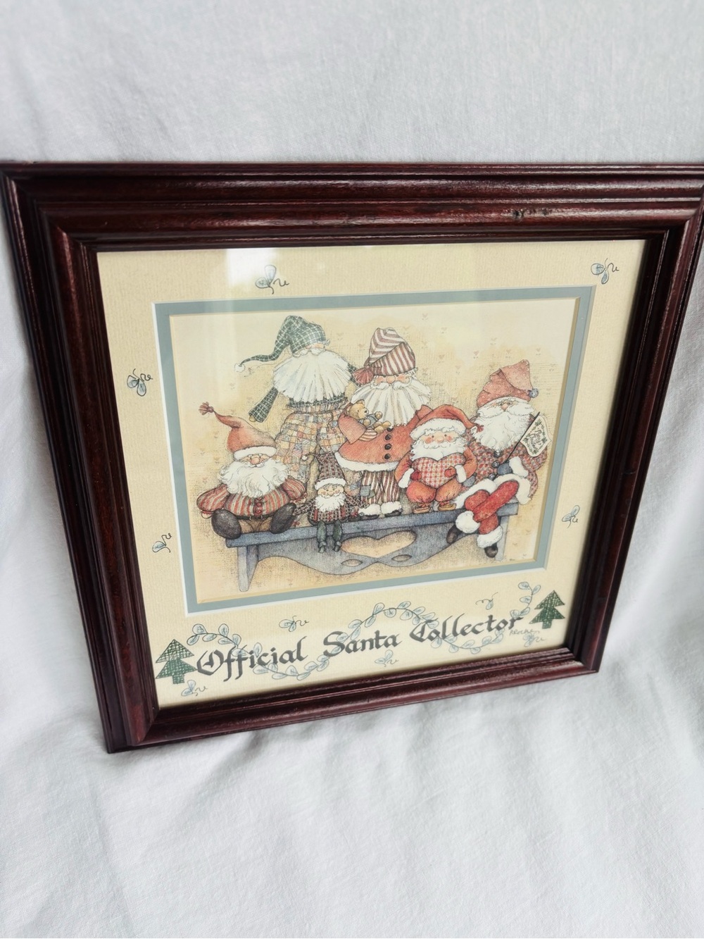 Official Santa Collector Framed Christmas Folk Art Santa Decor
